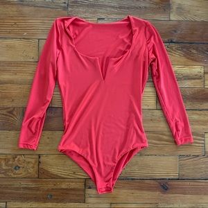 Red Long Sleeve Bodysuit